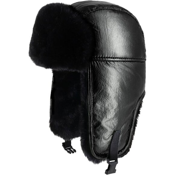 Unisex Metallic Black Stylish Cozy Cold Weather Headwear Warm Winter Trapper Hat main image 6